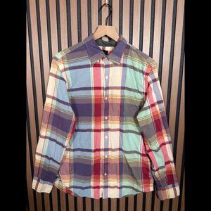 J Crew Shirt Medium Mens Multicolor Long Sleeve Oxford Western Plaid Button Up